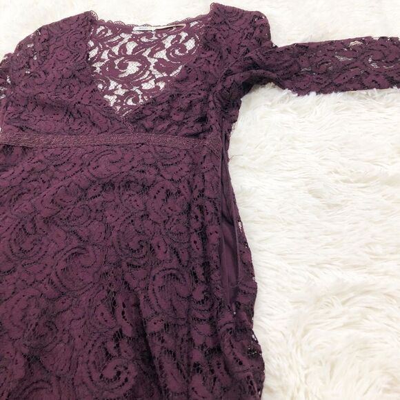Kimchi Blue Maroon Red Lace Long Sleeve Fit And Flare Empire Waist Dress Size 0 - Picture 6 of 8